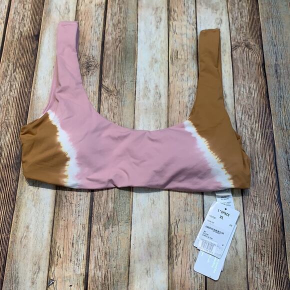 L*SPACE-Tie Dye Bikini Top, Size X-Large in Stripe Tie Dye - Picture 2 of 4